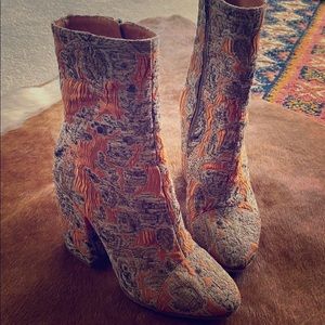 Dries Van Noten brocade booties 36